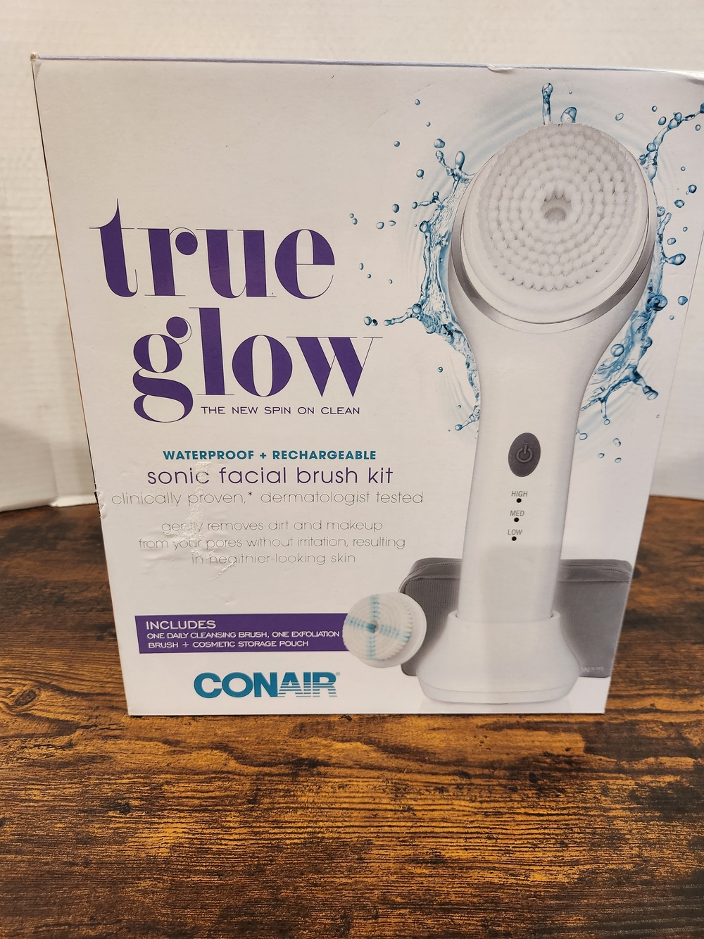 Conair True Glow Waterproof Rechargeable Sonic Facial Brush Kit – New in Box